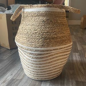 Hand woven Wicker basket around 2 ft tall NWT home decor